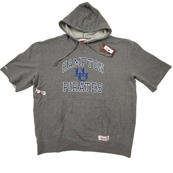 Mitchell & Ness Other - Mitchell & Ness Hampton Pirates Short Sleeve Hoodie Mens 2XL Grey Pullover HBCU